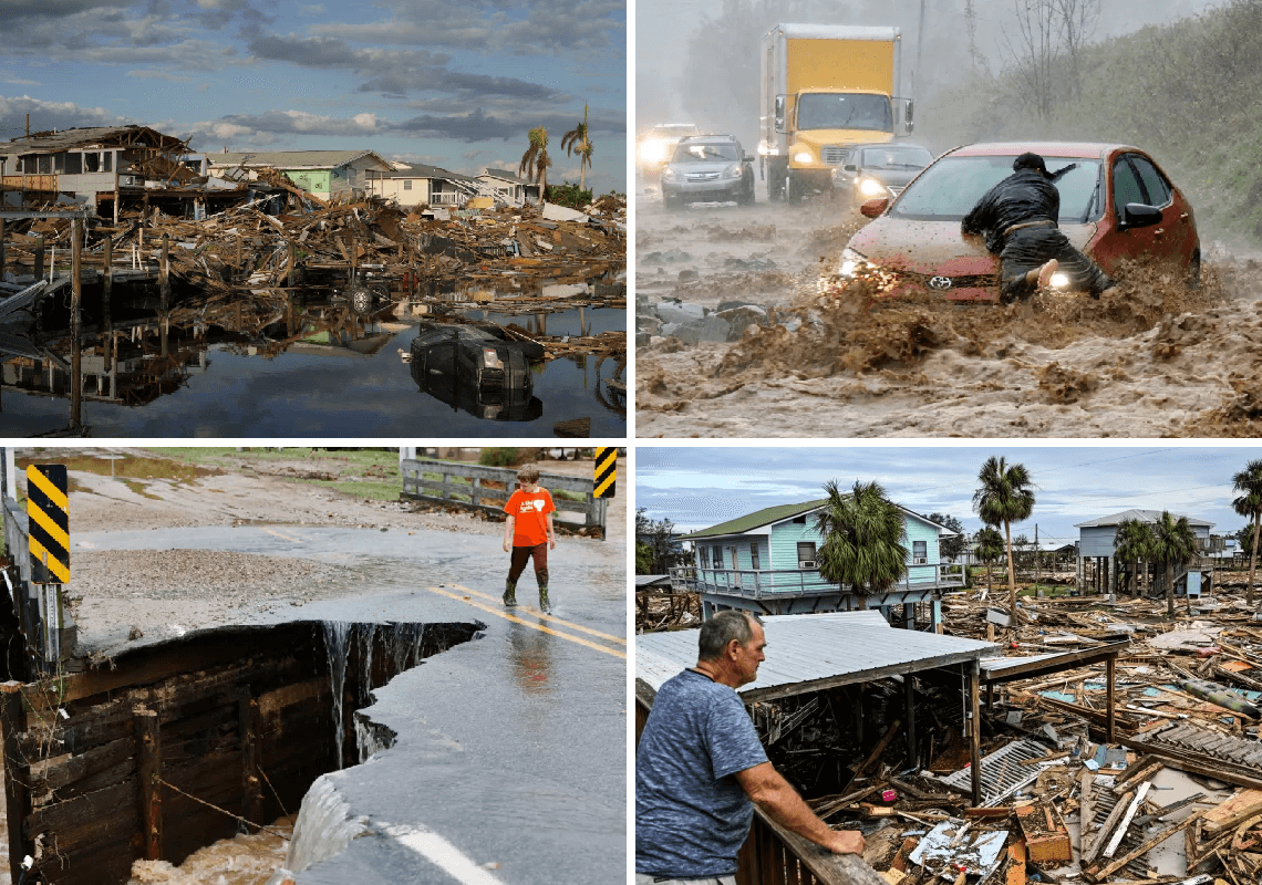 לפני ואחרי: ההרס שהוריקן הלן הותיר אחריו – בתמונות 