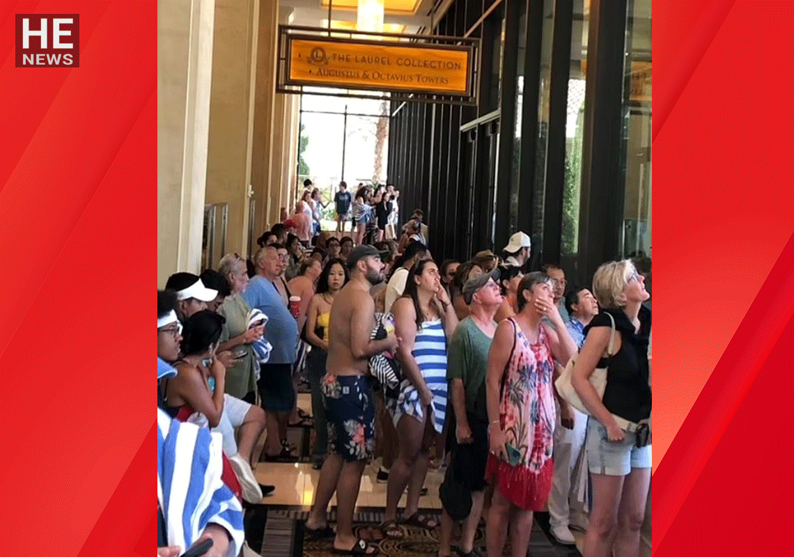 המשטרה הכריזה על פינוי בריכת מלון סיזרס פאלאס בלאס וגאס: בת ערובה לכודה עם גבר בחדר