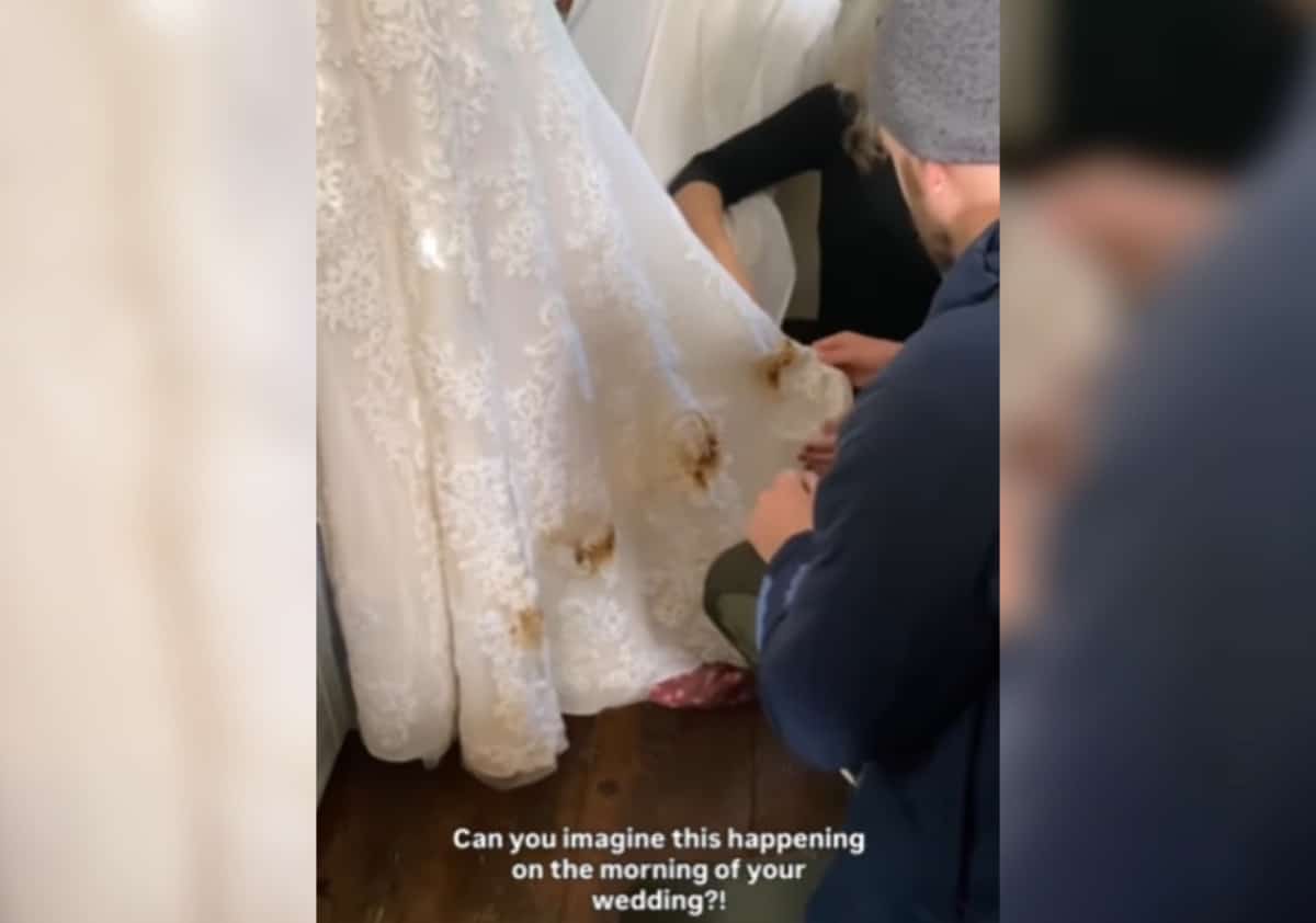 סיוט של כל כלה: רגע לפני החופה היא גילתה נזק כבד בשמלה