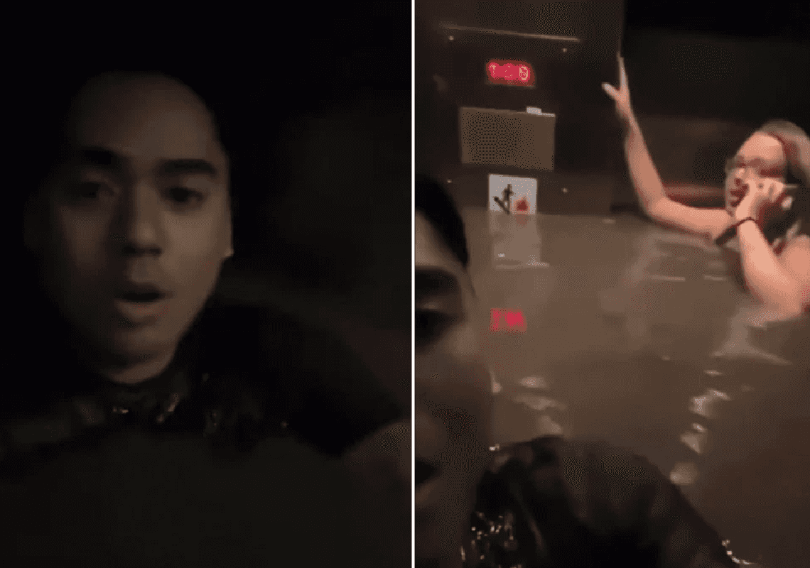 דקות של אימה: שלושה צעירים כמעט טבעו למוות כשנתקעו במעלית שהוצפה עד לצווארם