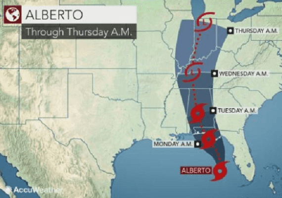 אלברטו תכה בחוף ה"ידית" של פלורידה הלילה או מחר בבוקר