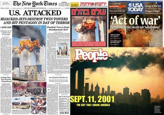 "מתקפה על ארה"ב", "פעולת מלחמה": כותרות העיתונים למחרת פיגועי 9/11