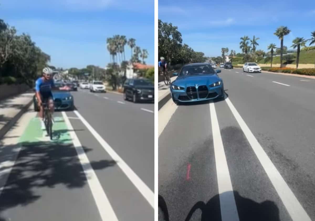 נהג ב.מ.וו מדרום קליפורניה תועד מתנכל לרוכבי אופניים - וקיבל את מה שמגיע לו
