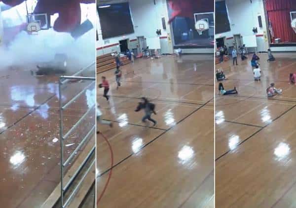 שניות מאסון: קיר בית הספר קרס בזמן שעשרות ילדים שיחקו באולם