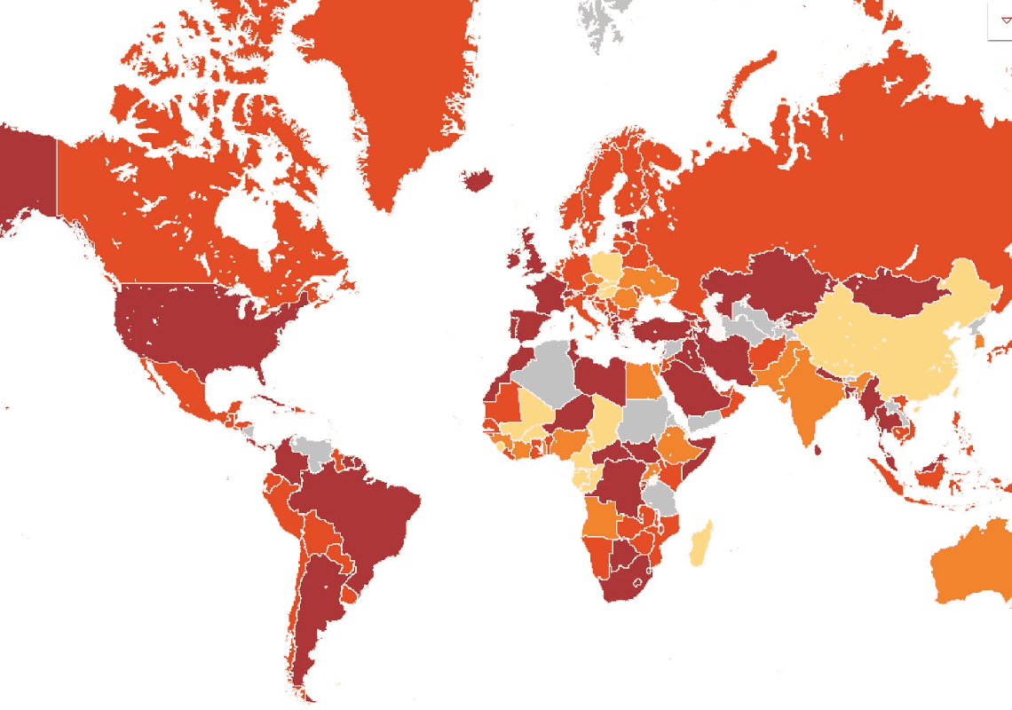 מפת הקורונה של ה-CDC מראה: ארצות הברית היא אחת המדינות המסוכנות ביותר 