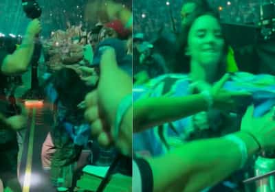 לא נעים: בילי אייליש ניגשה לקהל במיאמי - ונמשכה בעוצמה על ידי אחד המעריצים