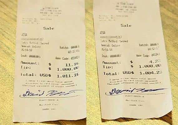 אהב את השירות: לקוח השאיר טיפ של 1,000 דולר פעמיים בתוך מספר שעות