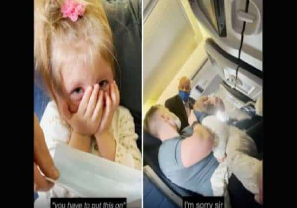 סרטון מזעזע: יונייטד גירשה משפחה לכל החיים ממטוסיה, משום שבת השנתיים לא חבשה מסיכת פנים