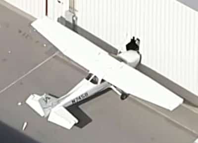 לוס אנג'לס: חשוד חדר לנמל תעופה בסן פרננדו ואלי, השתלט על מטוס והתרסק לתוך האנגר