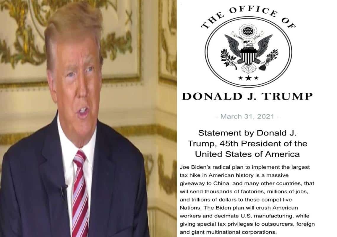 "בגידה גלובליסטית ואכזרית בחלום האמריקני": טראמפ מגיב על תכנית המס של ביידן שתפגע בכיס המעמד הבינוני-גבוה