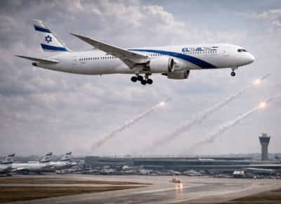 נחיתה תחת אש: מטוס חילוץ מלוס אנג'לס הקיף את נתב״ג בזמן שמטח טילים איראניים ריחף סביבו