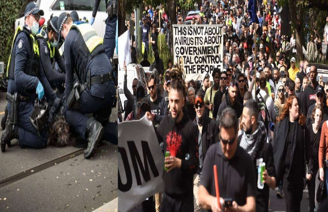 צפו: "נילחם עד המות נגד הסגר" - מפגינים פרצו את מחסומי המשטרה והחלו להכות בשוטרים, כאוס ואלימות בבירת אוסטרליה