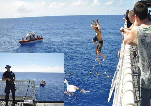 צפו: חייל משמר החופים פתח באש על הכריש כדי להגן על החיילים השוחים