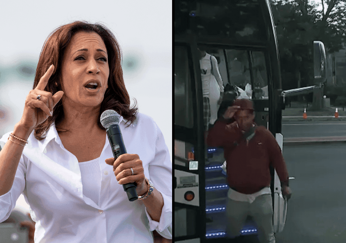 שני אוטובוסים עם מהגרים בלתי חוקיים הורדו מול מעונה של קמלה האריס