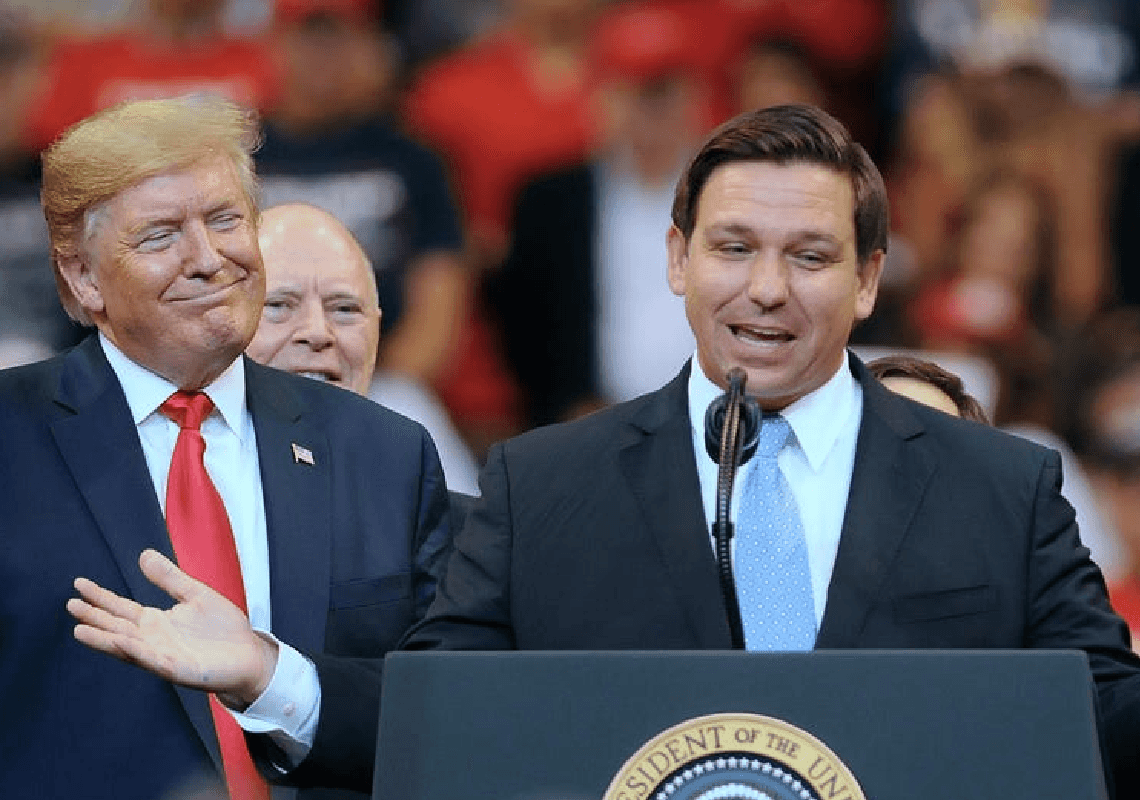 טראמפ שולל את השמועות על סכסוך עם דה-סנטיס: "יש לנו יחסים טובים מאוד"