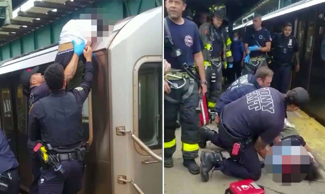תעלול קטלני: צעיר נלחם על חייו לאחר ש'גלש' על הרכבת בתחתית בניו יורק