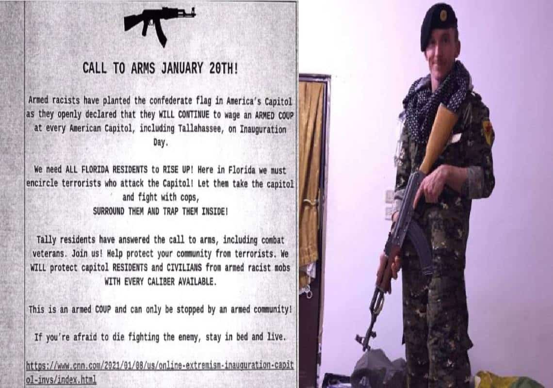 "רצח ומהפכה": פעיל אנטיפה שהתאמן בסוריה תכנן לרצוח את תומכי טראמפ ביום ההשבעה ולבצע הפיכה פוליטית בוושינגטון