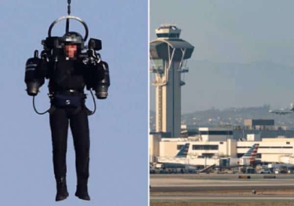 הטייסים בשדה התעופה LAX, ותושבי לוס אנג'לס תוהים מי האיש המסתורי בחליפת הסילון המשוטט לצד מטוסים בגבהים
