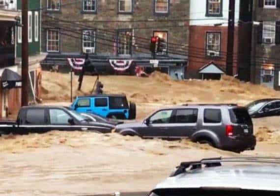שטפונות במרילנד: אדם אחד נעדר, רחובות הפכו לנהרות