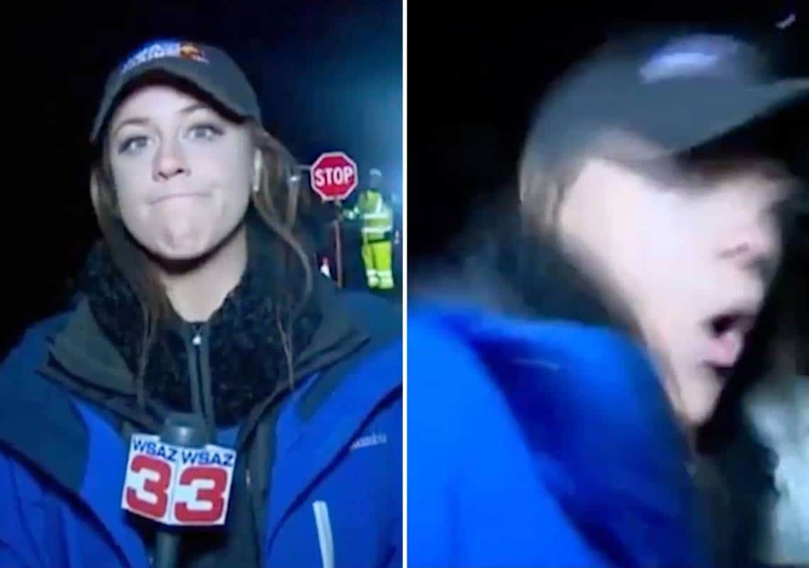 במהלך שידור ישיר: מכונית פגעה בכתבת