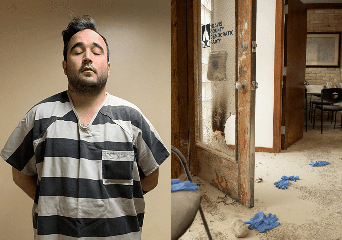 נעצר הגבר שזרק בקבוק תבערה אל מטה המפלגה הדמוקרטית בטקסס